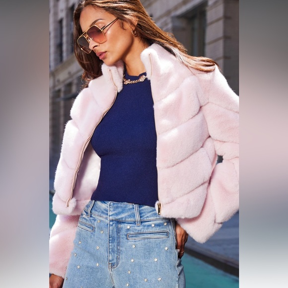 NEW Generation Love Brianna Faux Fur Jacket Ballet Slipper Pink Size Medium - Picture 2 of 11